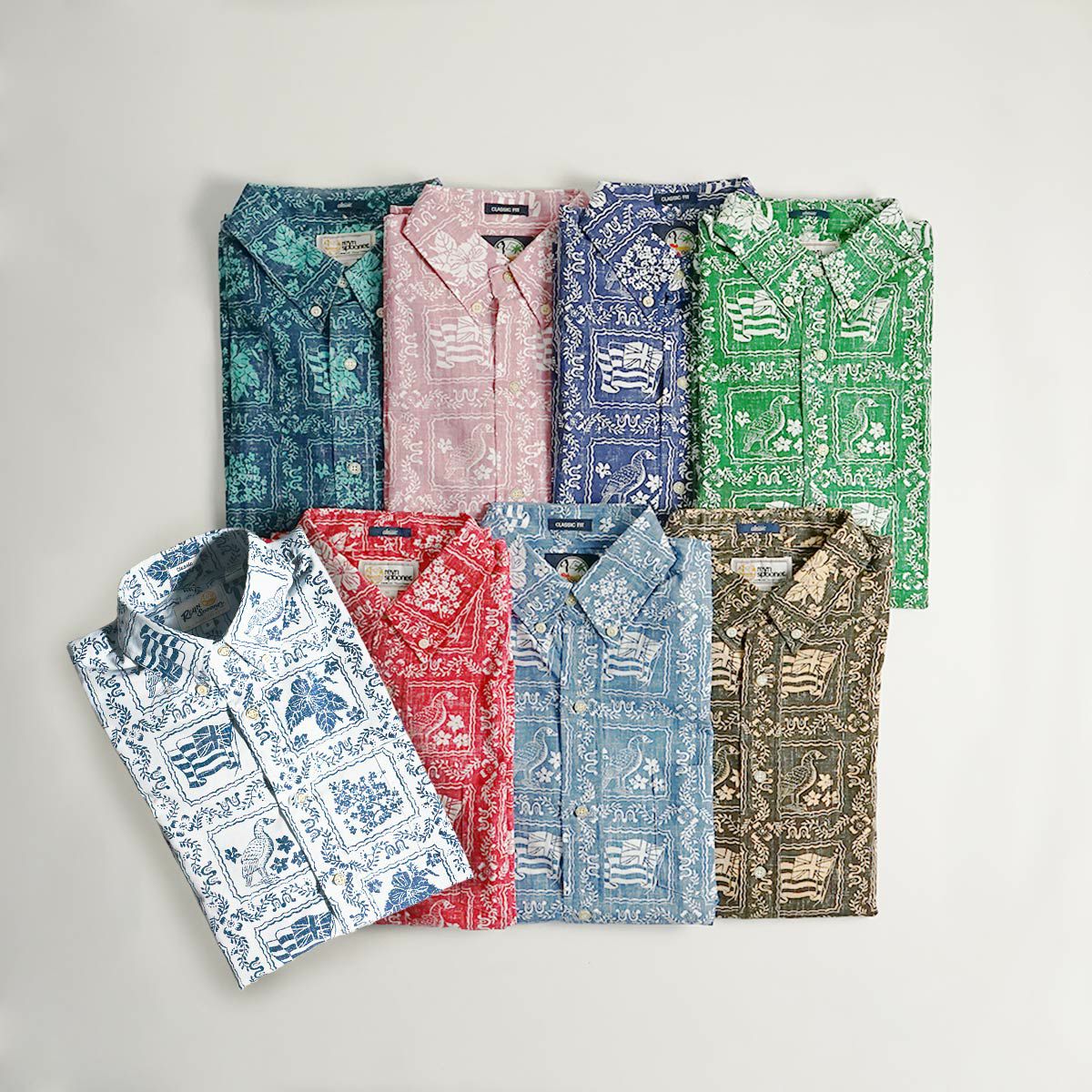 レインスプーナー アロハシャツ 商品全体画像（ネイビー