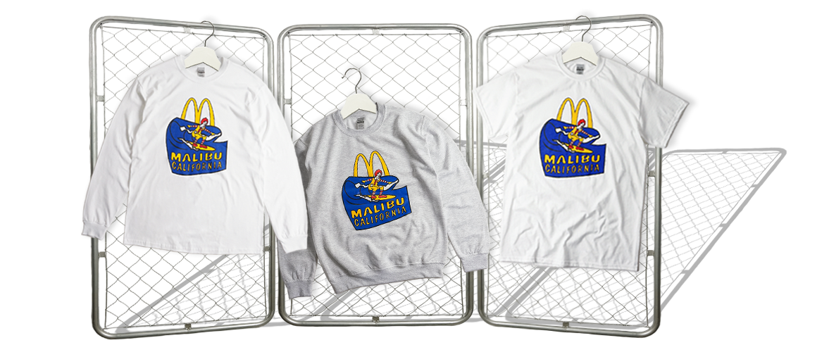 McDonald’s マクドナルド Tシャツ マリブ店限定 波乗りドナルド 長袖Tシャツ クルースウェット プルオーバー フードスウェット