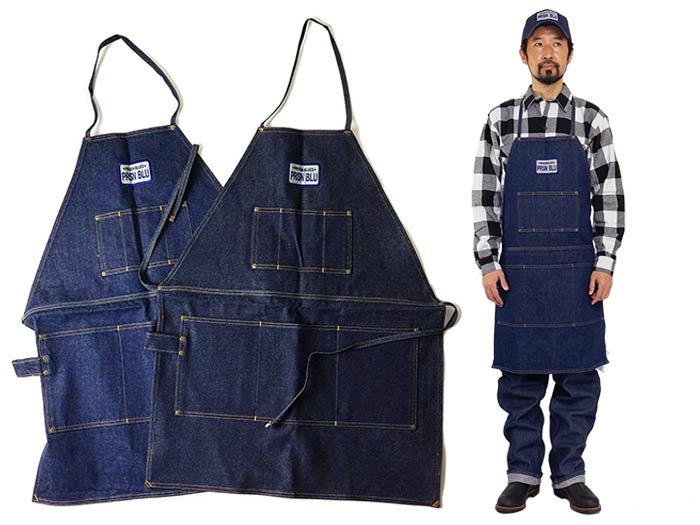 プリズンブルース PRISON BLUES ワークエプロン リンスドブルー 別注レッドフォックスステッチ アメリカ製 米国製 デニム
