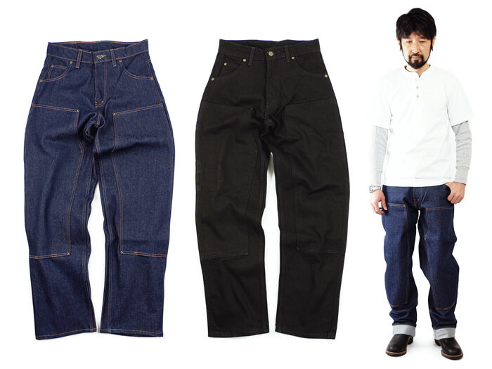 プリズンブルース PRISON BLUES ダブルニーワークジーンズ リジッドブルー リンスドブラック アメリカ製 米国製 デニム ペインターパンツ