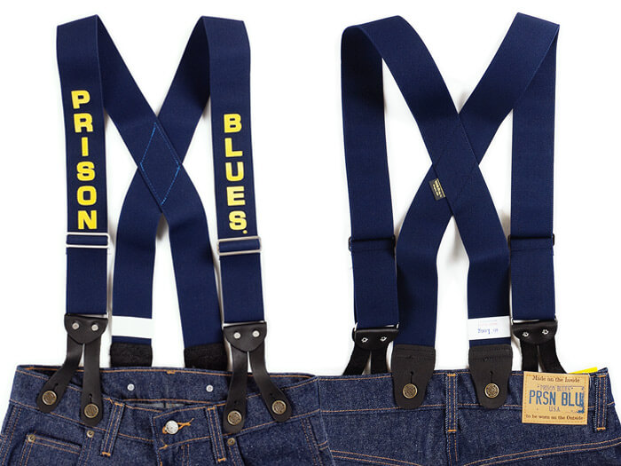プリズンブルース PRISON BLUES レザーエンドサスペンダー ブルー アメリカ製 米国製