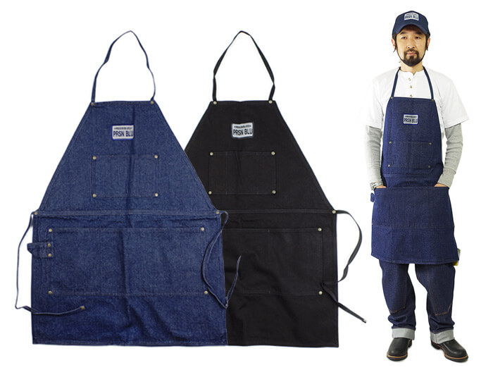 プリズンブルース PRISON BLUES ワークエプロン リンスドブルー リンスドブラック アメリカ製 米国製 デニム