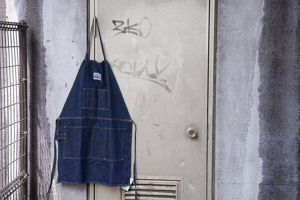 プリズンブルース PRISON BLUES ワークエプロン リンスドブルー 別注レッドフォックスステッチ アメリカ製 米国製 デニム