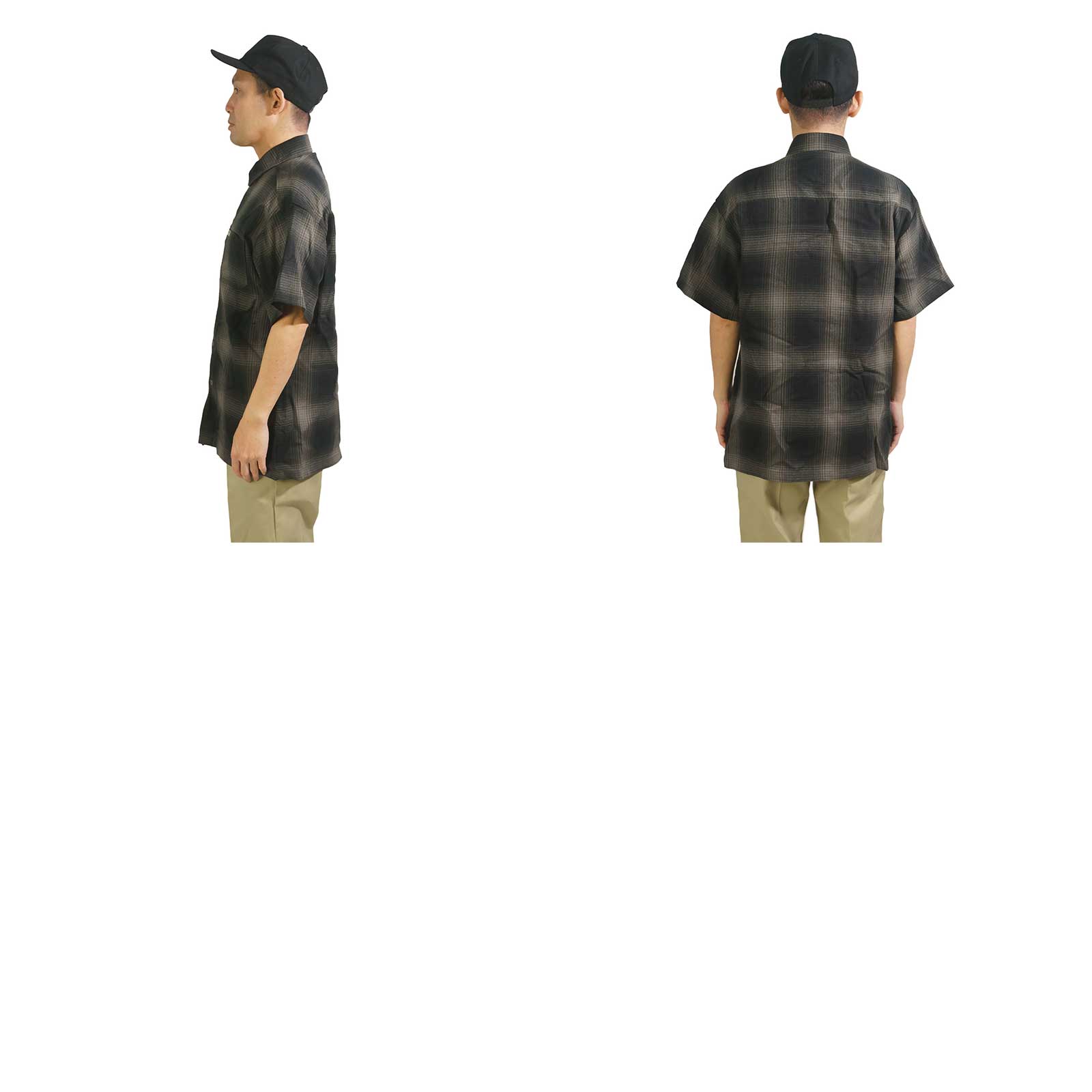 キャルトップCALTOP#2000オンブレチェック半袖フランネルシャツメンズS-XXXL米国製アメリカ製MADEINUSA