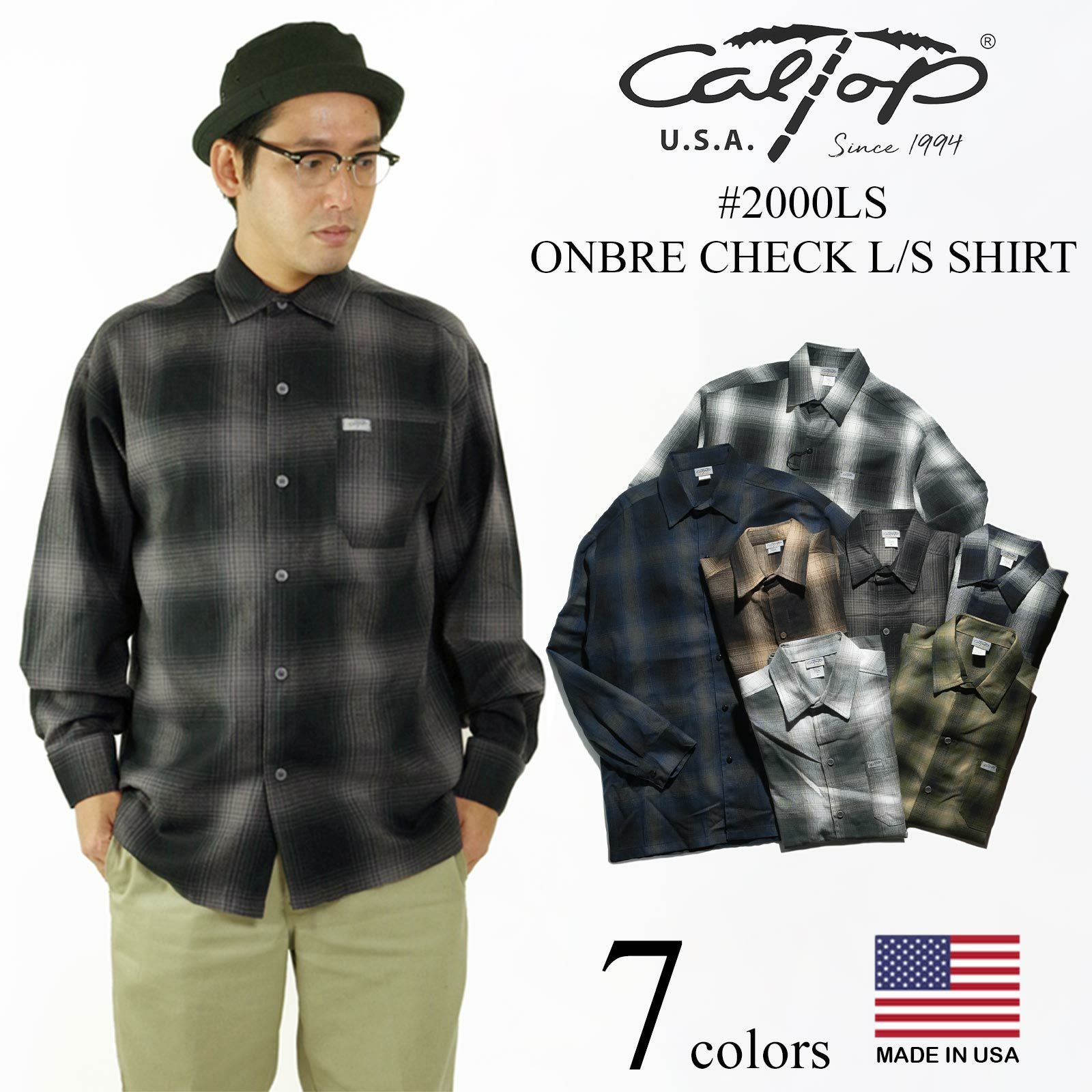 キャルトップCALTOP#2000LSオンブレチェック長袖フランネルシャツ米国製アメリカ製