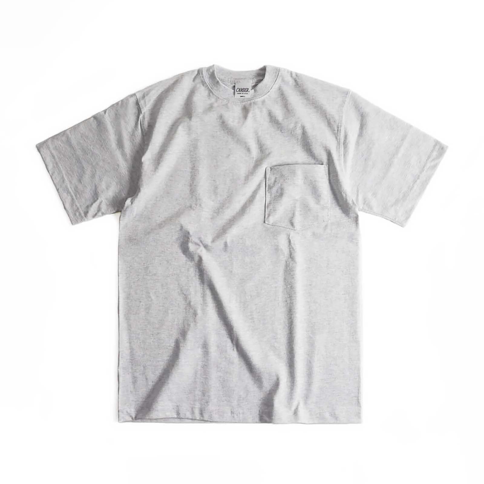 キャンバーCAMBER302マックスウェイト半袖ポケットTシャツ無地半袖厚手クルーネックMADEINUSA｜メンズアメリカ製米国製ポケTサイズSMLXL8オンス綿コットン100％ホワイト白ブラック黒