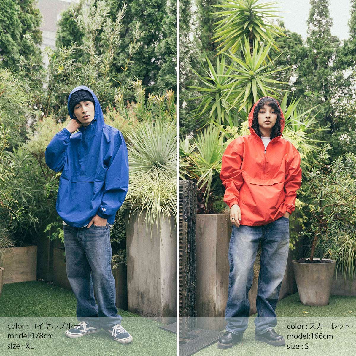 チャンピオンChampion#CO200パッカブルアノラックジャケット｜PACKABLEANORAKJACKETナイロンパーカーメンズウインドブレーカープルオーバーフードポリエステル製マイクロポプリン軽量耐風防水携帯収納グレーネイビーブラック