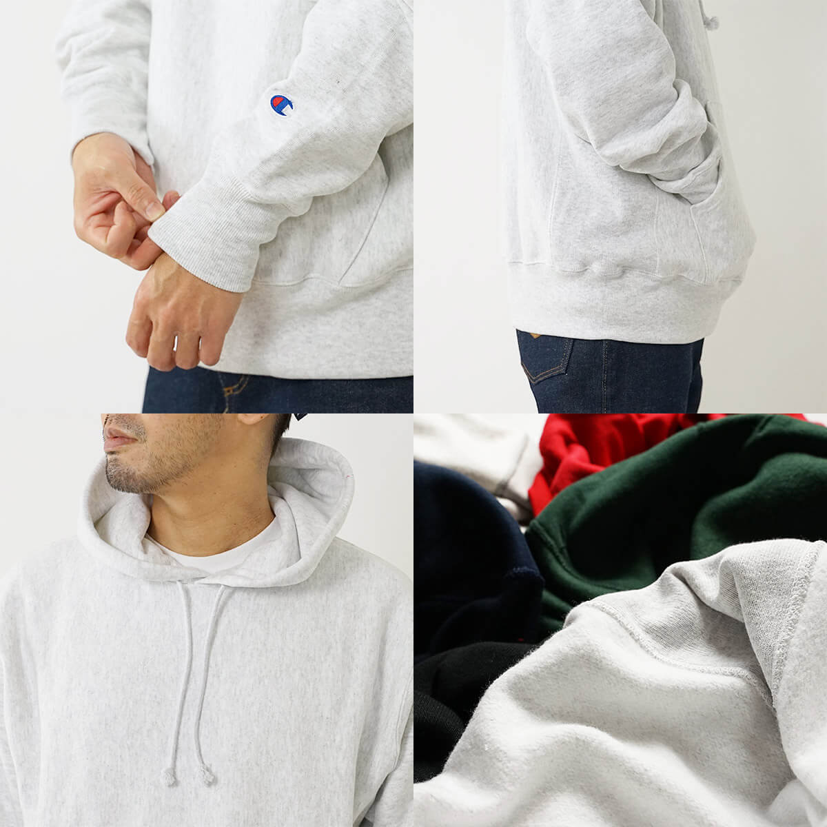 チャンピオンChampion#S101リバースウィーブプルオーバーフードスウェット単色青タグBIGSIZE