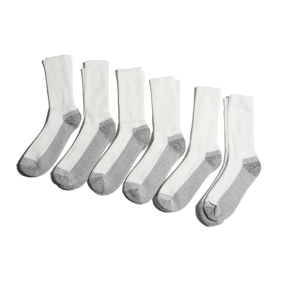 フルーツオブザルームFRUITOFTHELOOM6パッククッションクルーソックスホワイト