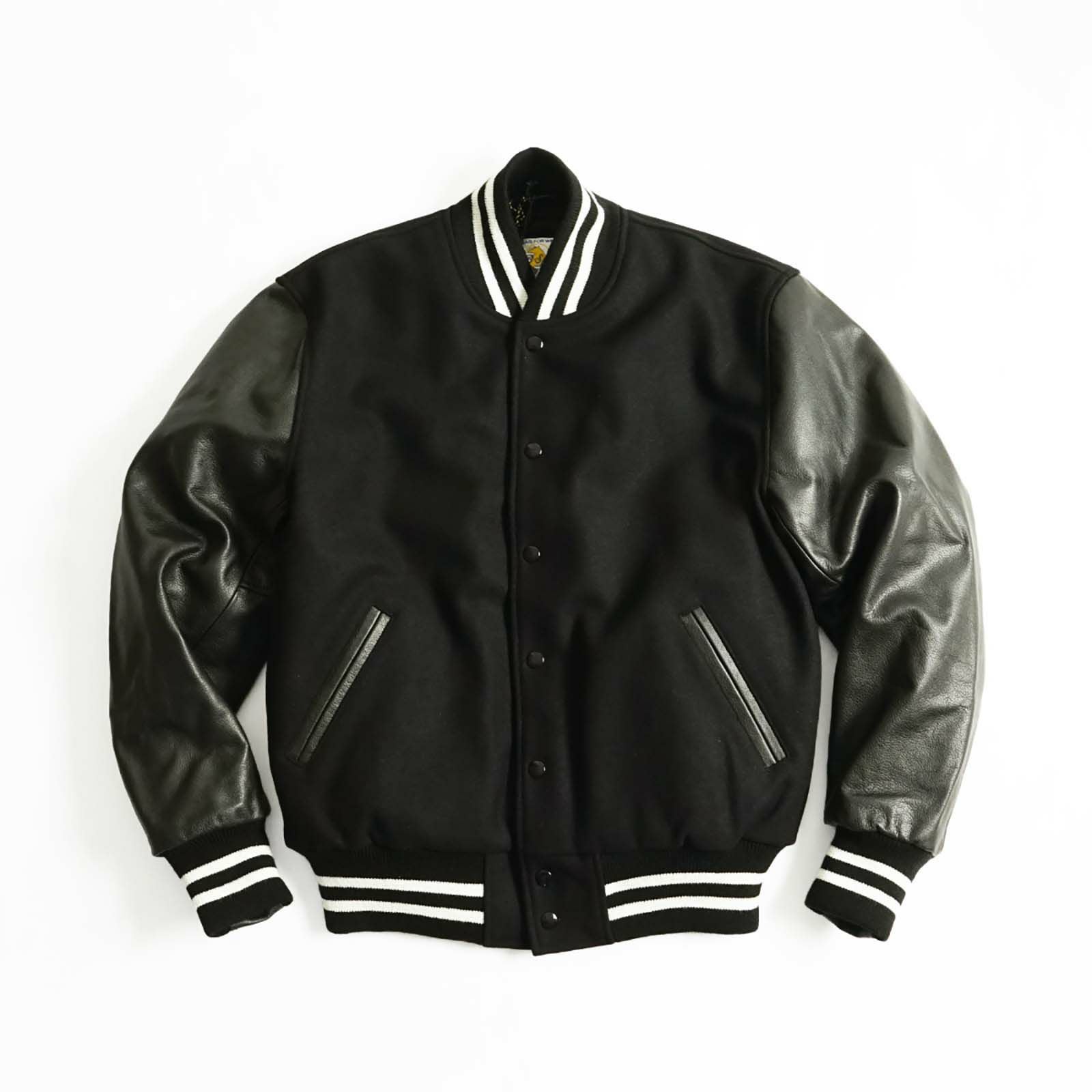 ジービースポーツGbsport#60スタジャンメンズベーシックモデルスタンダードフィット｜スタジアムジャンパーゴールデンベアーアメリカ製カウハイドレザー本革メルトンウールキルティングライニングネイビーブラックXS-XXL