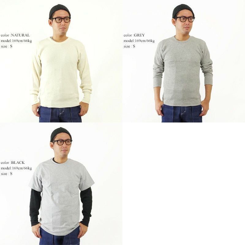 【返品不可】インデラミルズINDERAMILLS839LSコットンヘビーウエイトサーマルトップアンダーウェア｜メンズインナー長袖ロンTTHERMALSL/SCREWワッフル下着綿コットン100％6.5オンス老舗ブランドナチュラルグレーブラック黒