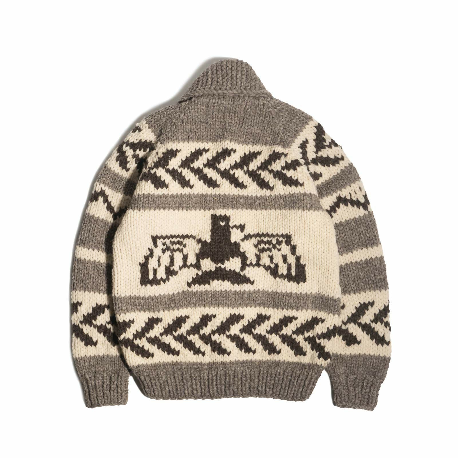 カナタKANATAカウチンセーター6プライウールサンダーバードリーフシールブラウン(カスタムメイド当店別注モデルカナダ製）