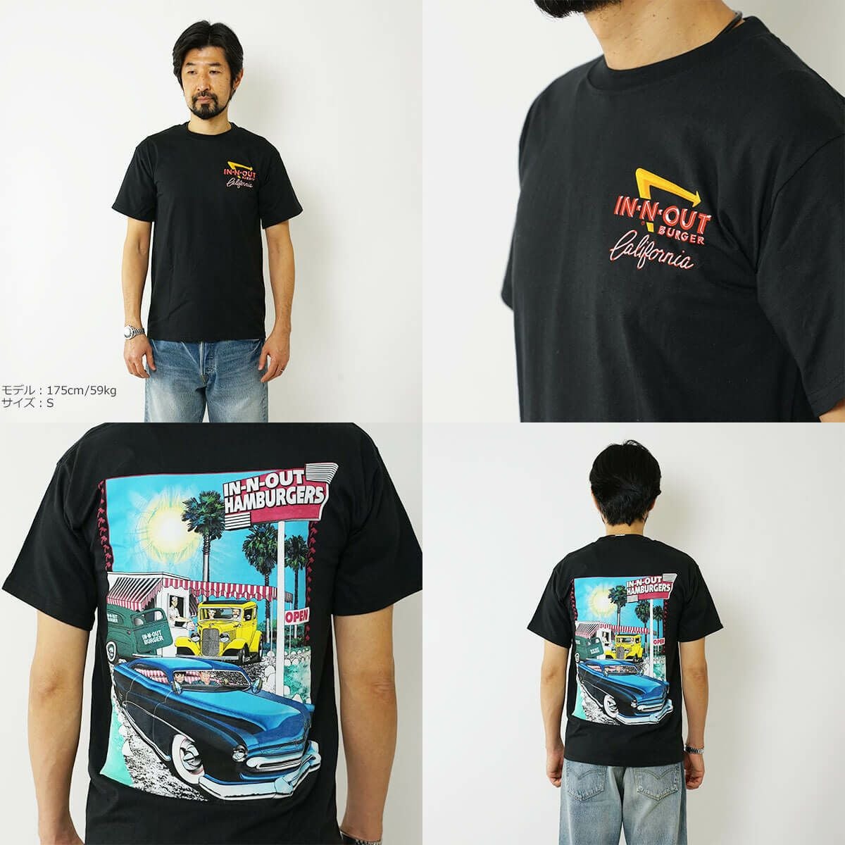 インアンドアウトバーガー半袖Tシャツ2012レトロストアナンバー1ブラック