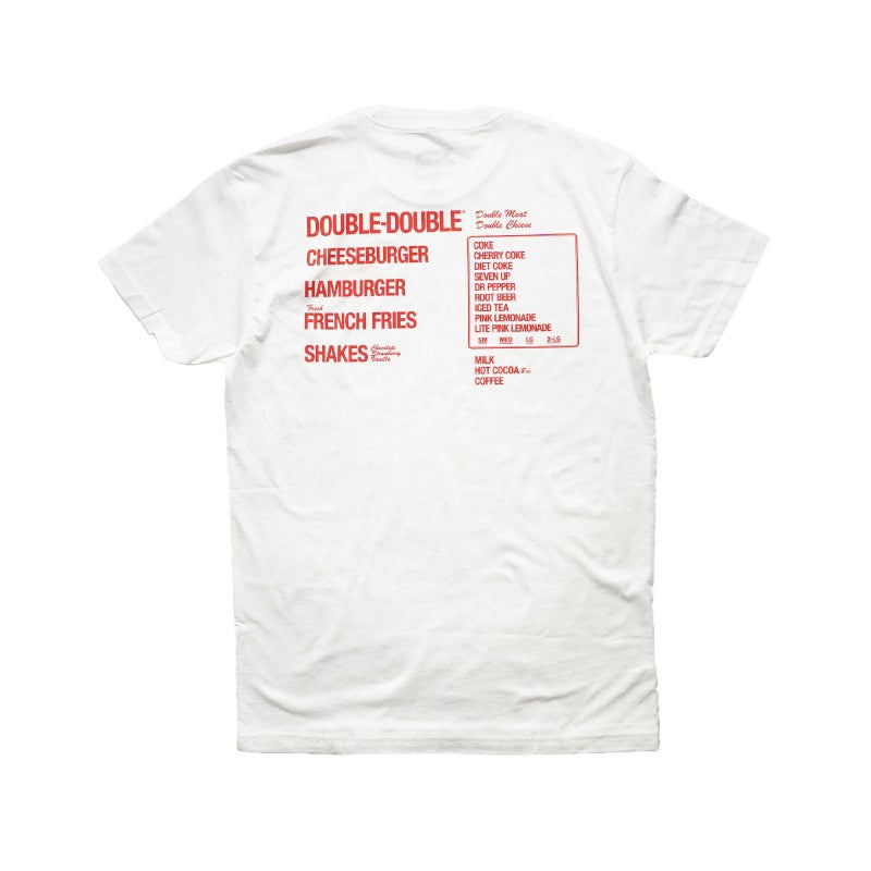 インアンドアウトバーガー半袖Tシャツメニューホワイト