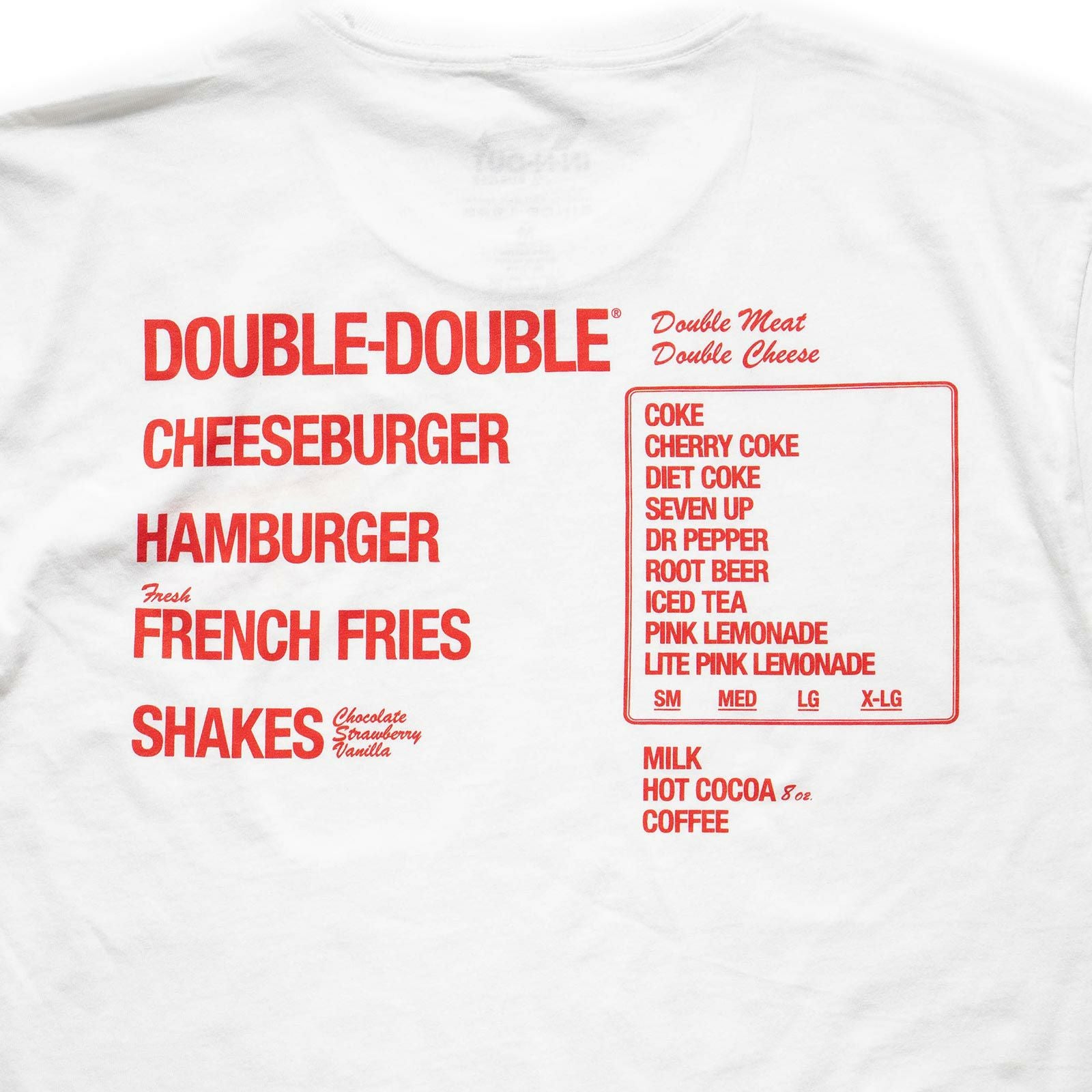 インアンドアウトバーガー半袖Tシャツメニューホワイト