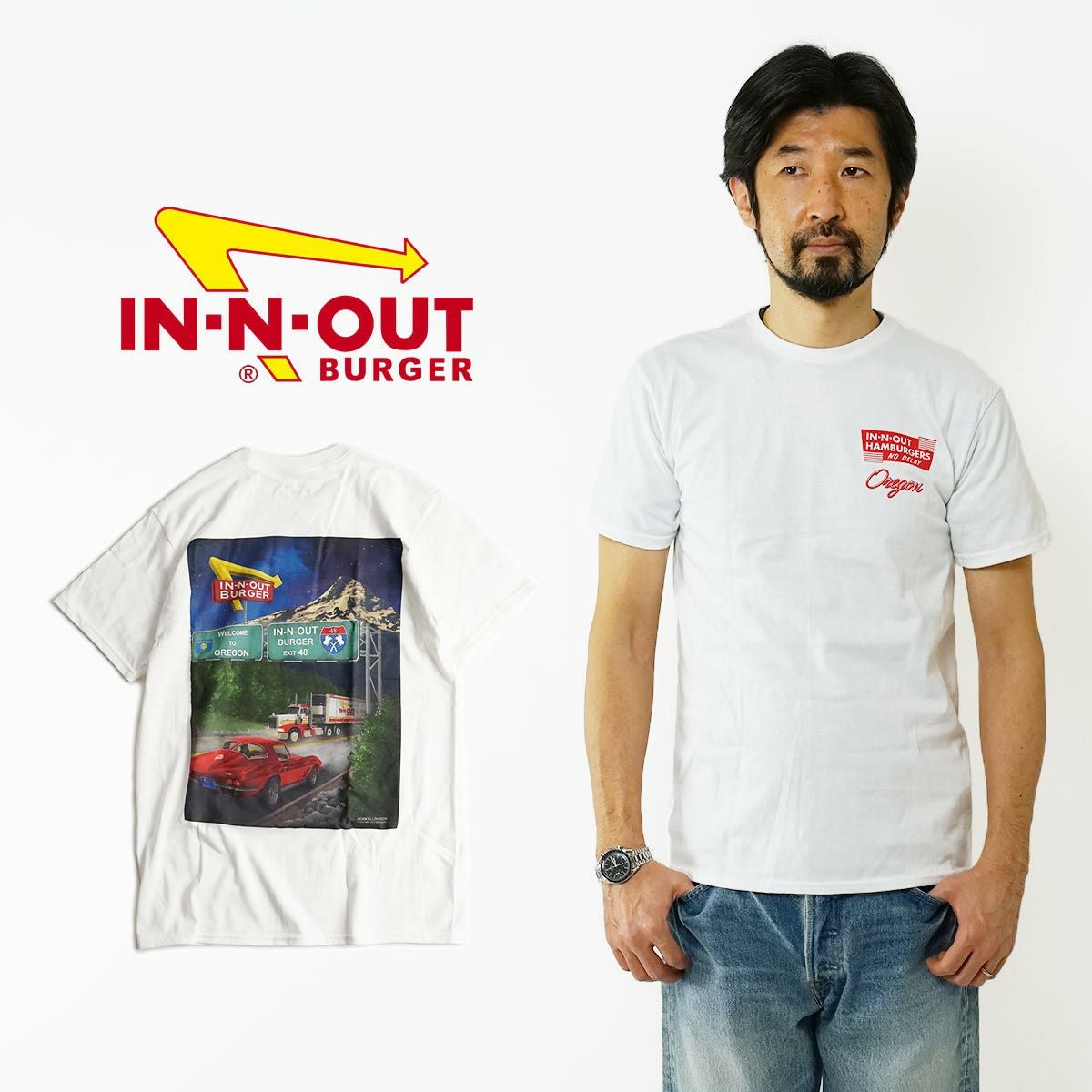インアンドアウトバーガー半袖Tシャツ2015オレゴンオリジナルホワイト
