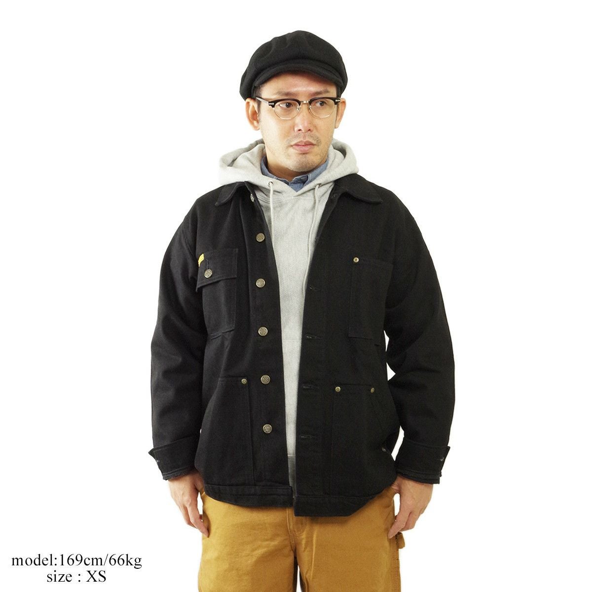 プリズンブルースPRISONBLUESデニムヤードコート別注リンスドブラック