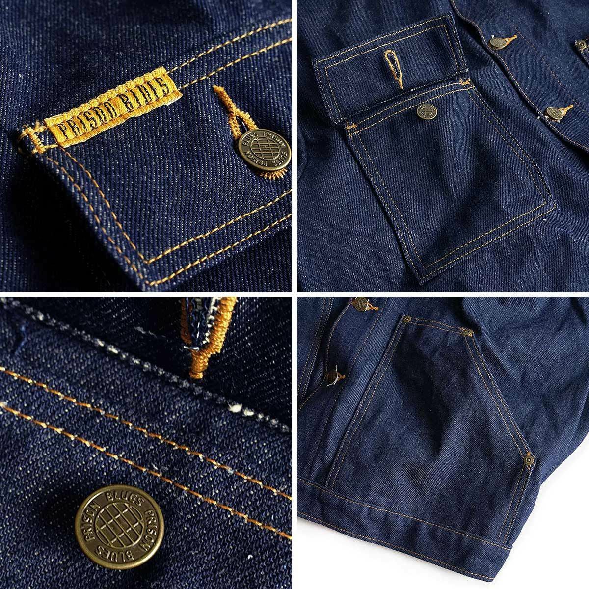 プリズンブルースPRISONBLUESデニムヤードコートリジッドブルー別注レッドフォックスステッチ