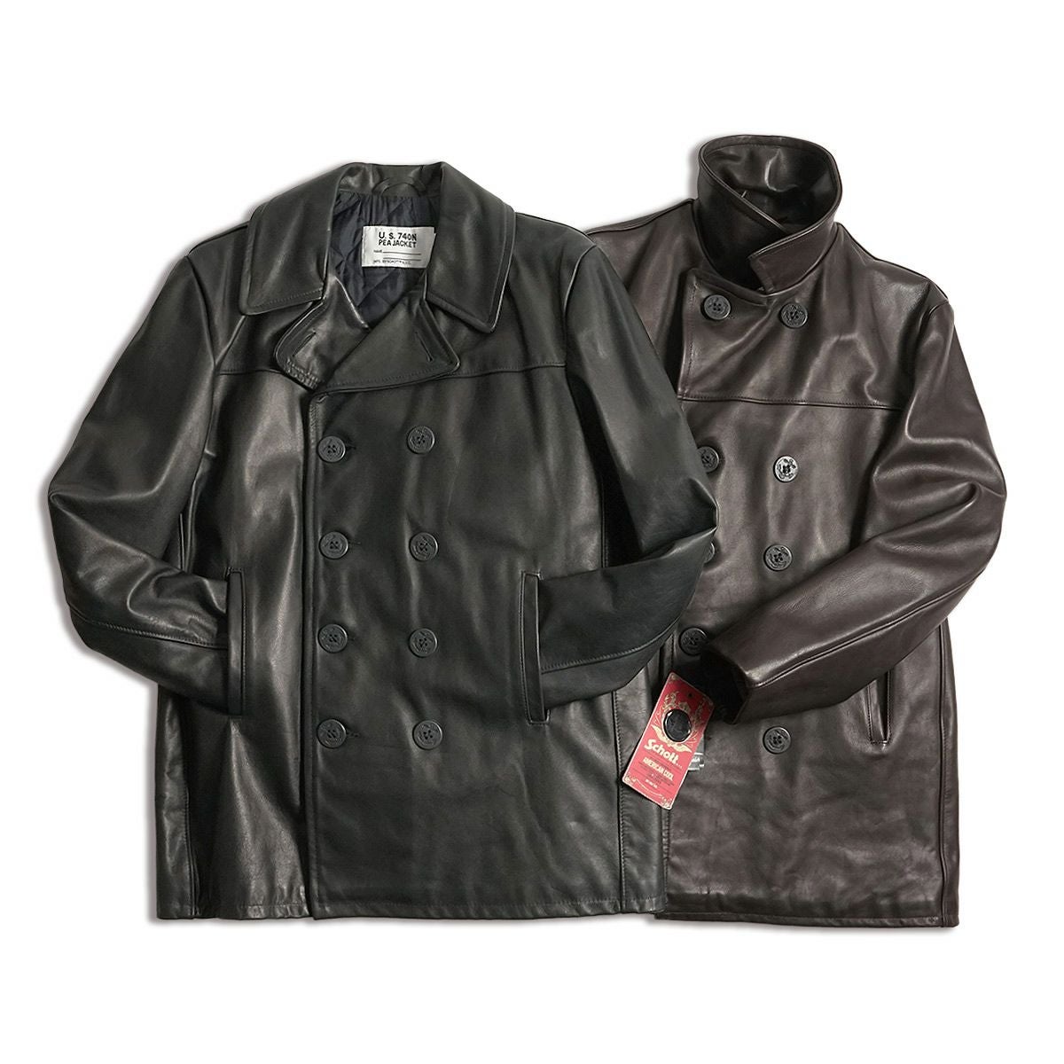 ショット SCHOTT 140 メンズ レザー ダブル ピーコート BIG SIZE