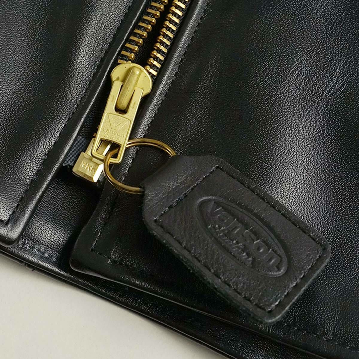 バンソンVANSONMODELBシングルライダースブラック(アメリカ製米国製スタンドカラーレザージャケット革ジャン）