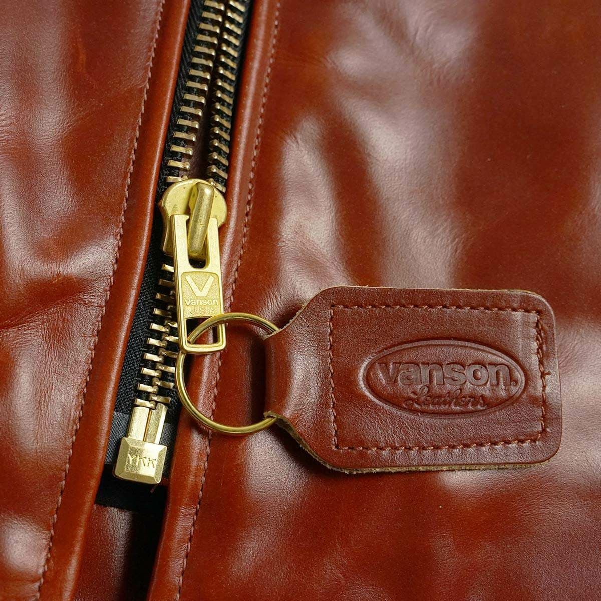 バンソンVANSONMODELBシングルライダースオクタゴン(アメリカ製米国製スタンドカラーレザージャケット革ジャンブラウン）