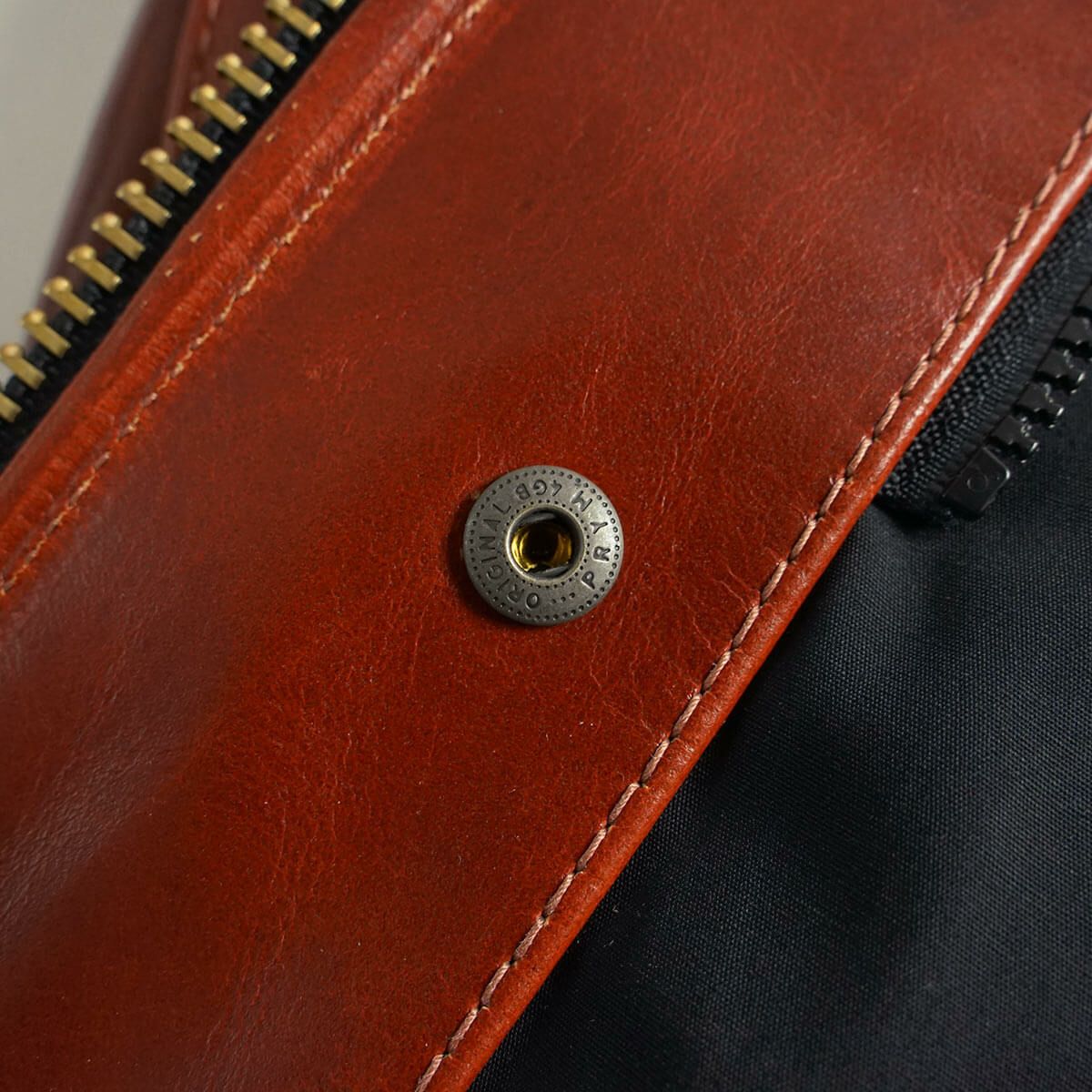 バンソンVANSONMODELBシングルライダースオクタゴン(アメリカ製米国製スタンドカラーレザージャケット革ジャンブラウン）