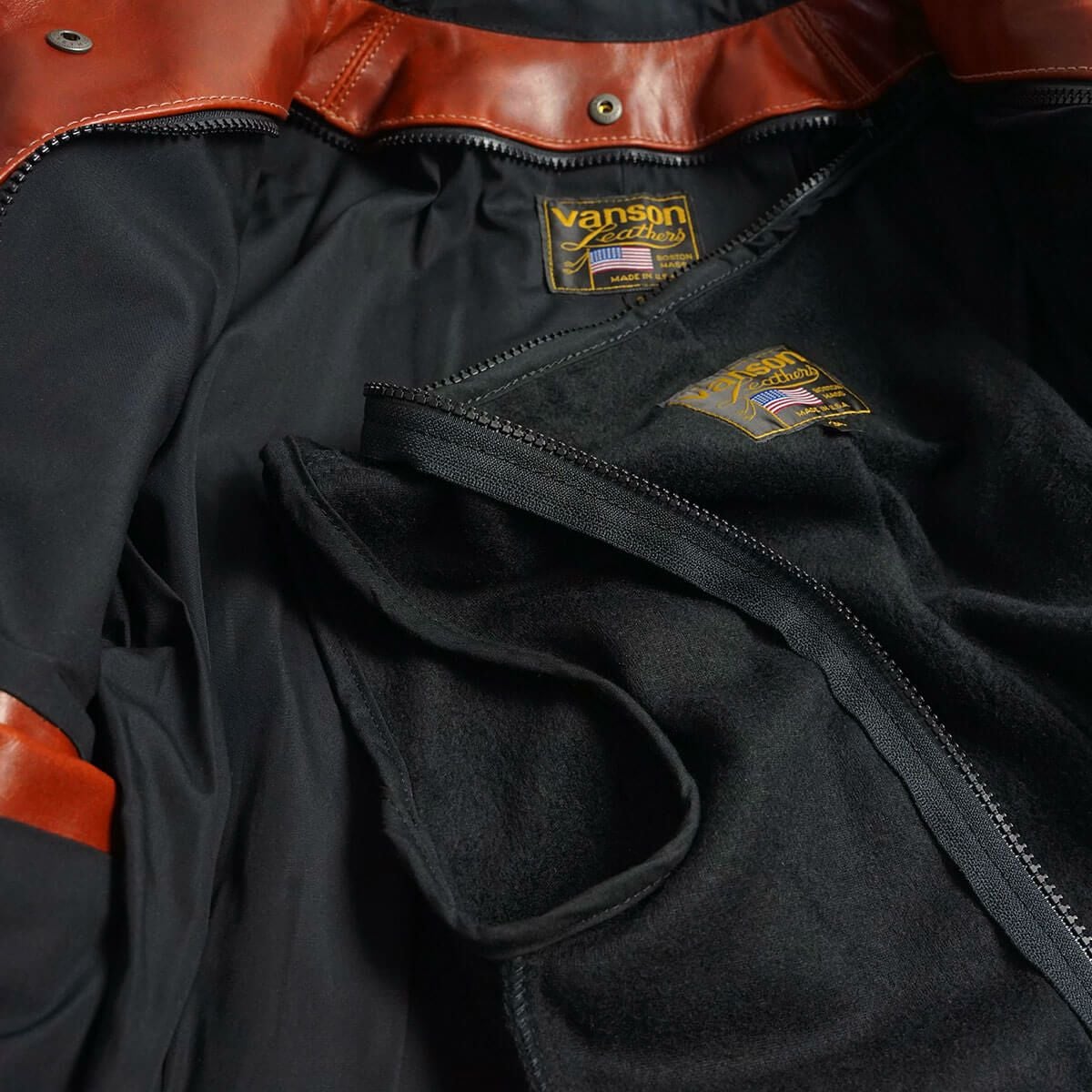 バンソンVANSONMODELBシングルライダースオクタゴン(アメリカ製米国製スタンドカラーレザージャケット革ジャンブラウン）