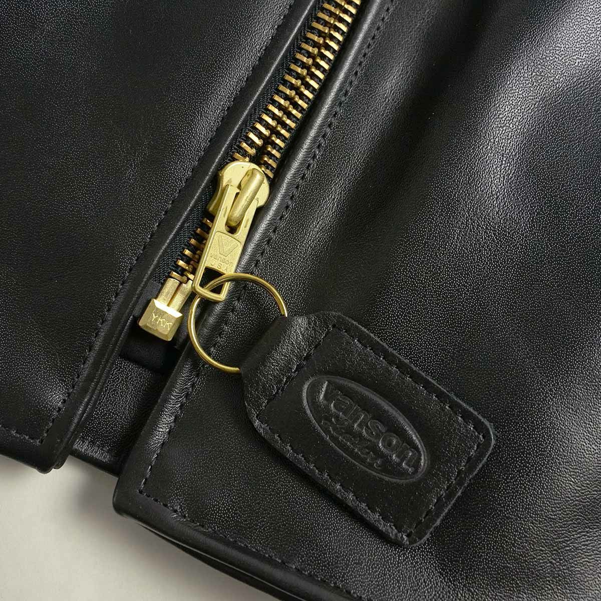 バンソンVANSONENFシングルライダースブラック(アメリカ製米国製エンフィールド襟付レザージャケット革ジャン）