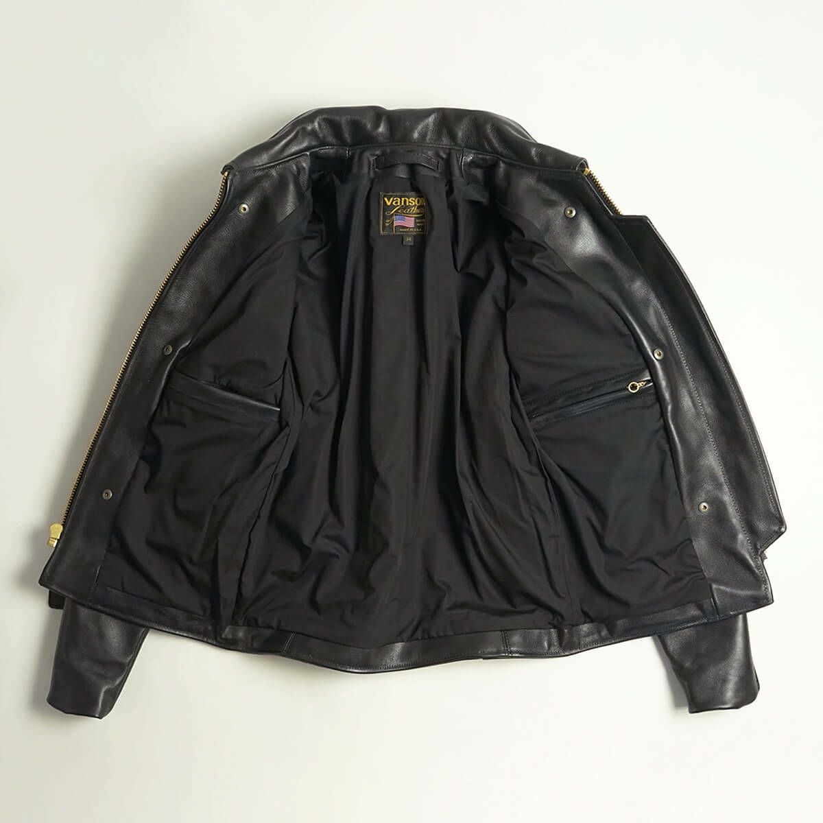 バンソンVANSONENFシングルライダースブラック(アメリカ製米国製エンフィールド襟付レザージャケット革ジャン）