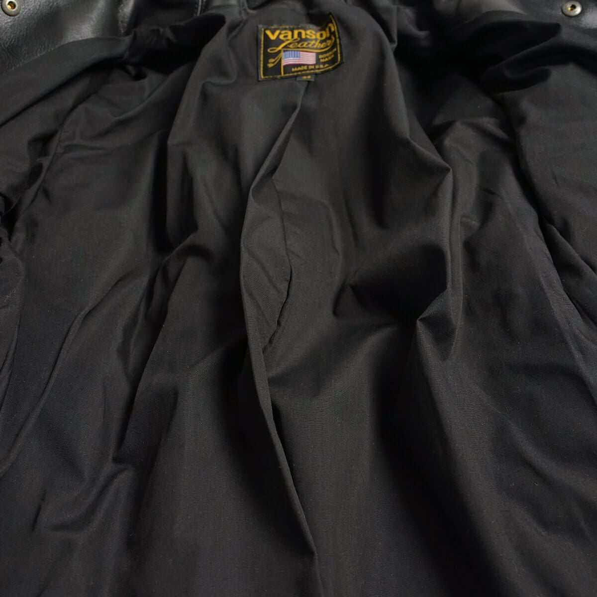 バンソンVANSONENFシングルライダースブラック(アメリカ製米国製エンフィールド襟付レザージャケット革ジャン）