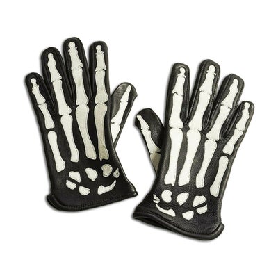 バンソンVANSONレザーグローブローパーXレイボーンズブラック/ホワイトMADEINUSA(RoperWithX-rayBones手袋）