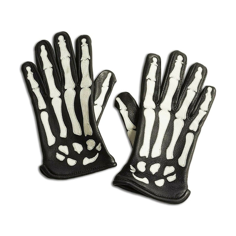 バンソンVANSONレザーグローブローパーXレイボーンズブラック/ホワイトMADEINUSA(RoperWithX-rayBones手袋）