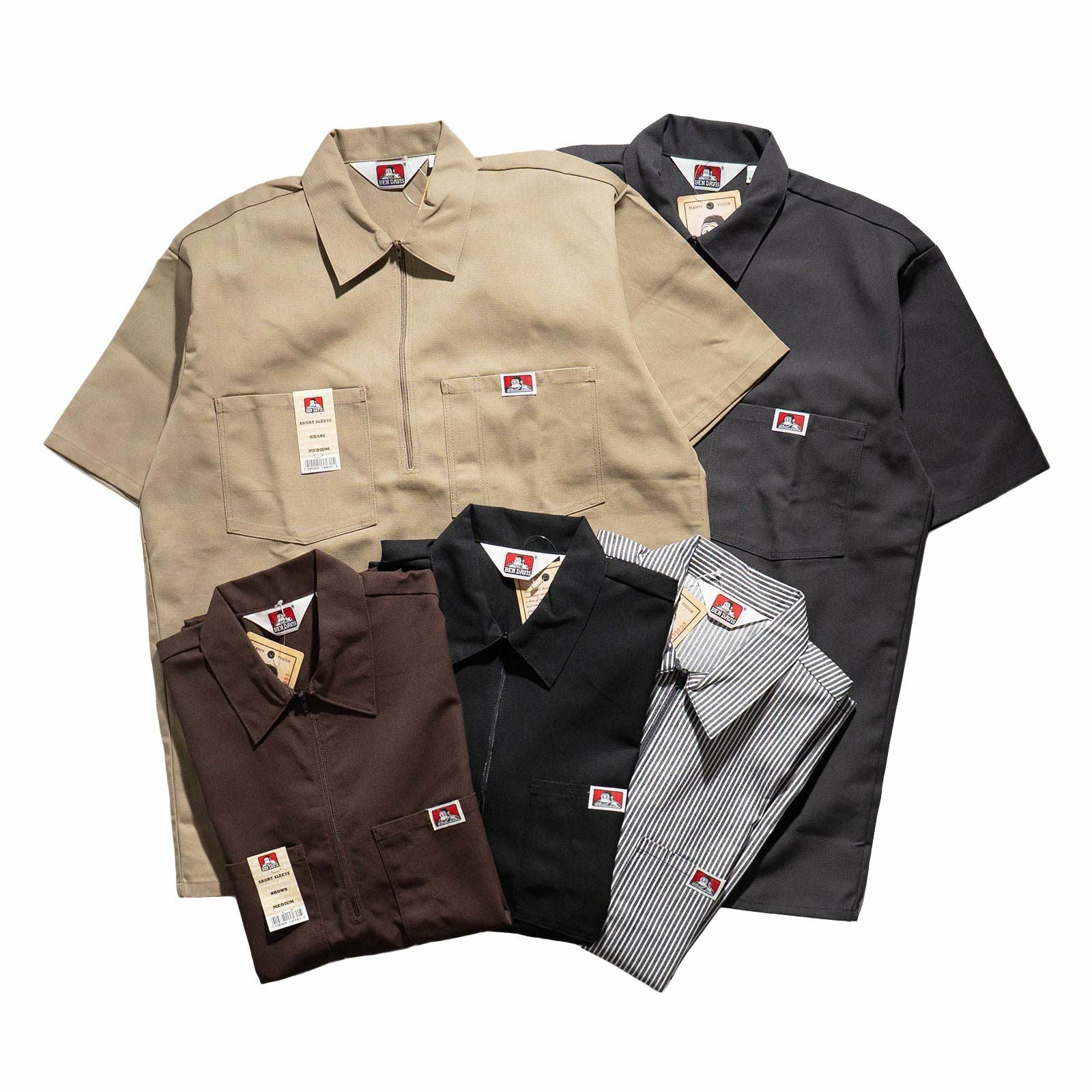 ベンデイビスBENDAVIS半袖1/2ジップワークシャツアメリカ流通モデル