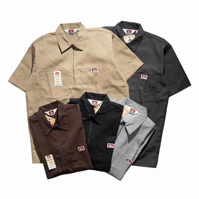 ベンデイビスBENDAVIS半袖1/2ジップワークシャツアメリカ流通モデル