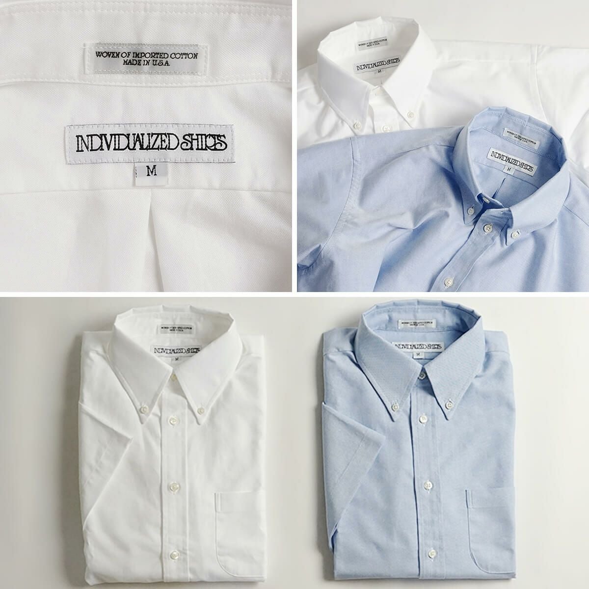 インディビジュアライズドシャツINDIVIDUALIZEDSHIRTS半袖ボタンダウンシャツケンブリッジオックスフォード(アメリカ製前開きフルボタン）