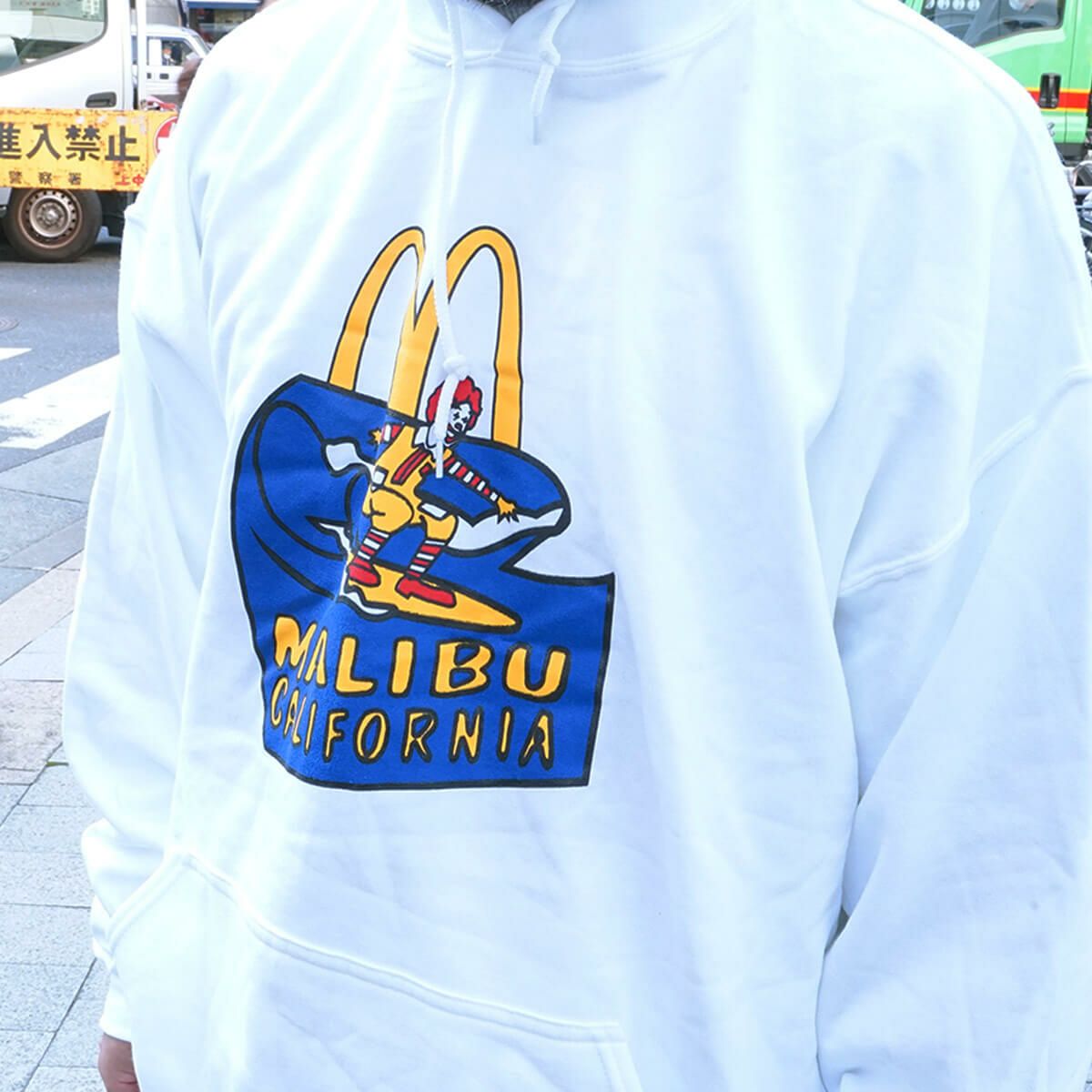 マクドナルドプルオーバーフードスウェット波乗りドナルドマリブ店限定