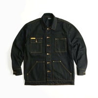 プリズンブルースPRISONBLUESデニムヤードコート別注リンスドブラック/レッドフォックスステッチ