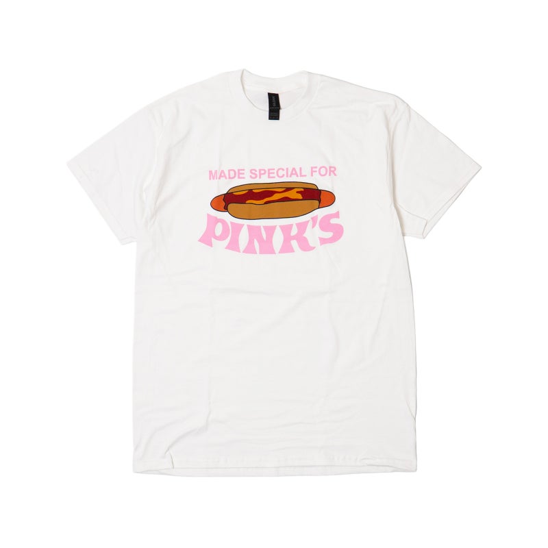 ピンクスホットドッグスPINK’SHOTDOGS半袖Tシャツ別注ピンクスフロントプリント（メンズS-XXL海外買い付けご当地）