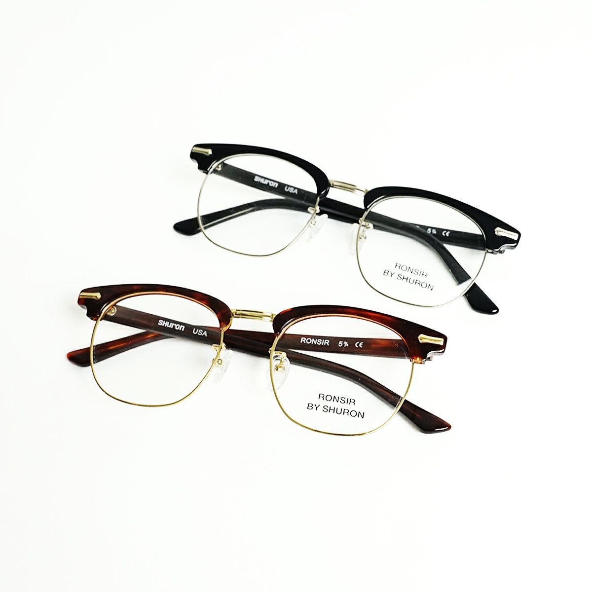 シュロンSHURONメガネフレームロンサー(眼鏡アメリカ製米国製サーモントブロウコンビエボニートータス）