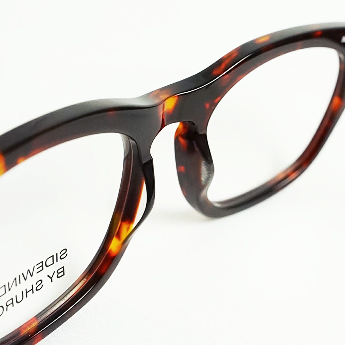 シュロンSHURONメガネフレームサイドワインダー(眼鏡アメリカ製米国製ウエリントンセルフレームエボニーデミアンバー）