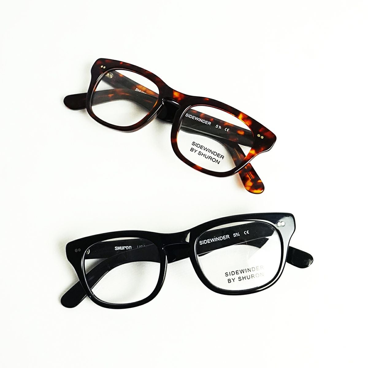 シュロンSHURONメガネフレームサイドワインダー(眼鏡アメリカ製米国製ウエリントンセルフレームエボニーデミアンバー）