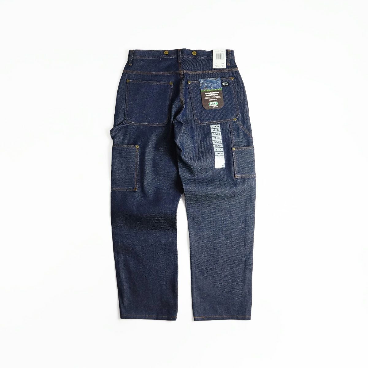 キーKEYダブルフロントデニムロガーダンガリーパンツ