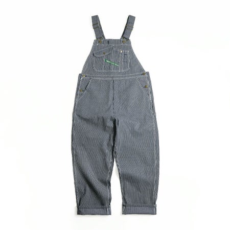キーKEYヒッコリーストライプビブオーバーオール（273-47メンズ30-46インチ作業服作業着つなぎ12オンス）