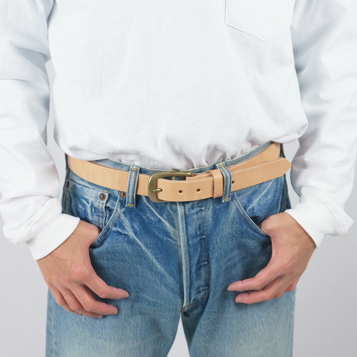 ジャラーナJalanaハーマンオークレザーベルト#874(メンズ32-40革ベルトヌメ革30mm幅ナローベルト)