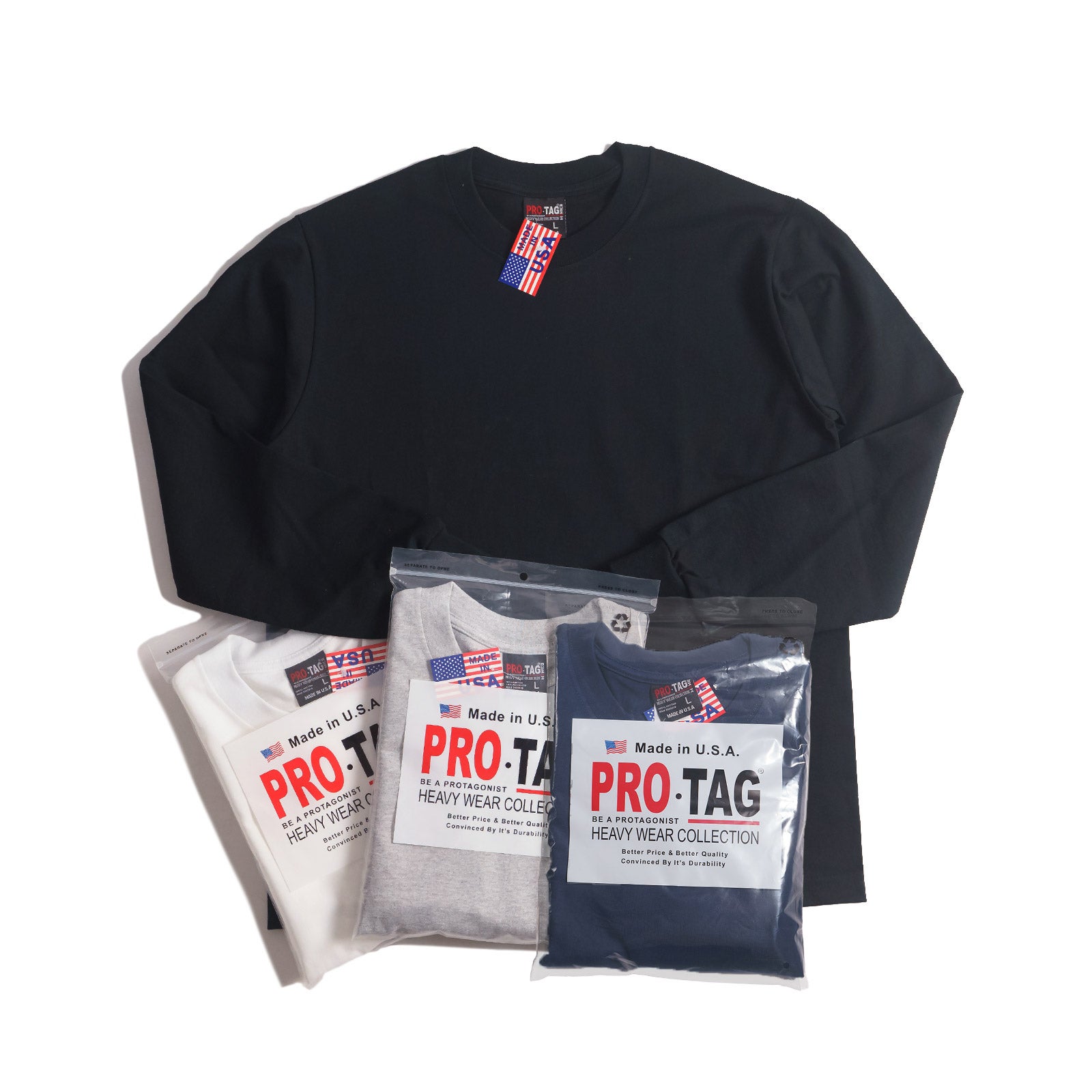 プロタグ PRO-TAG 9オンススーパーヘビーウエイト クルーネック 長袖T