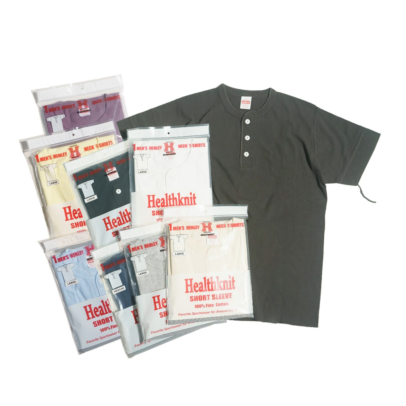店舗用品 htl90 ヘルスニット Healthknit P-906S ヘンリーネック 半袖Tシャツ