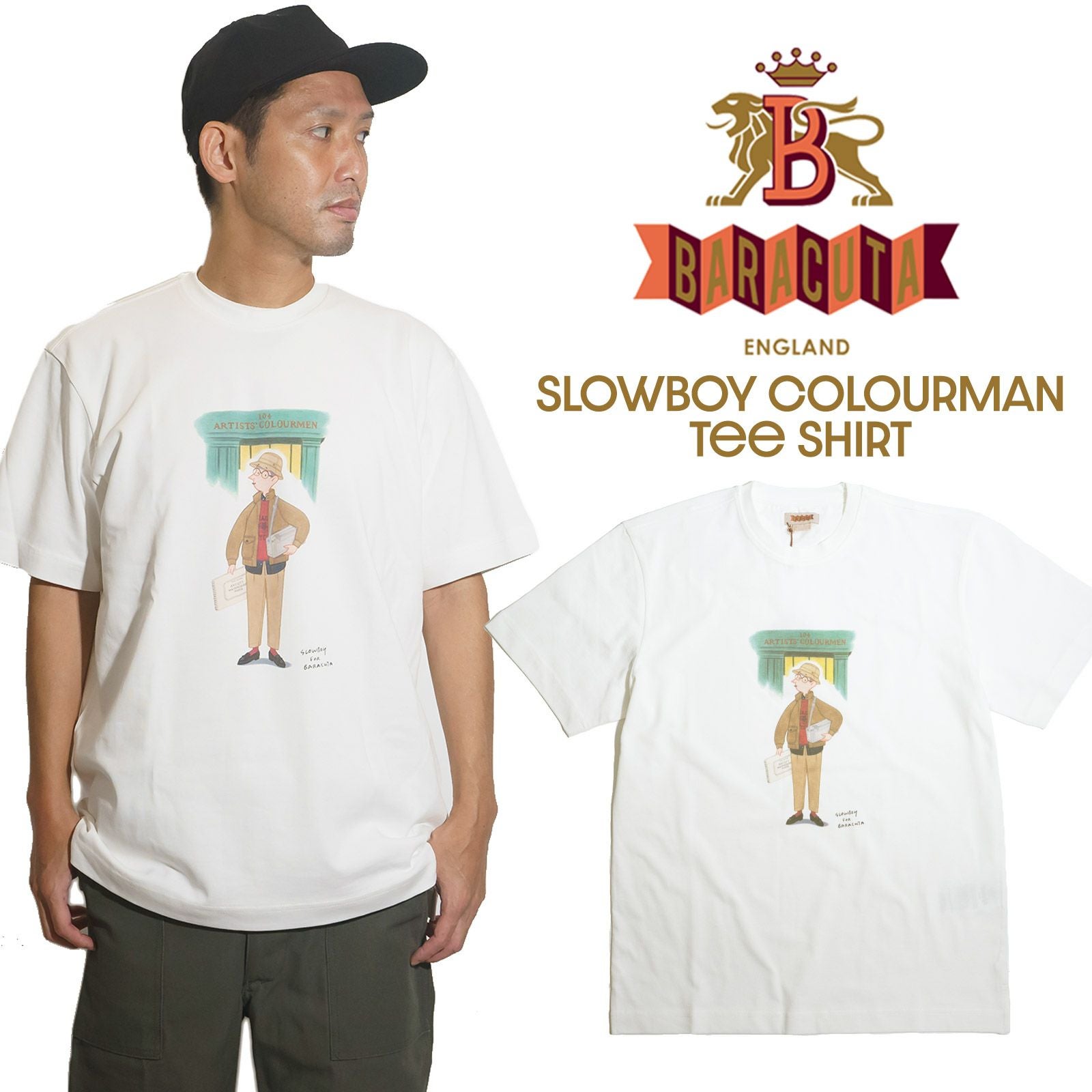 バラクータBARACUTAスローボーイカラーマンTシャツオフホワイト