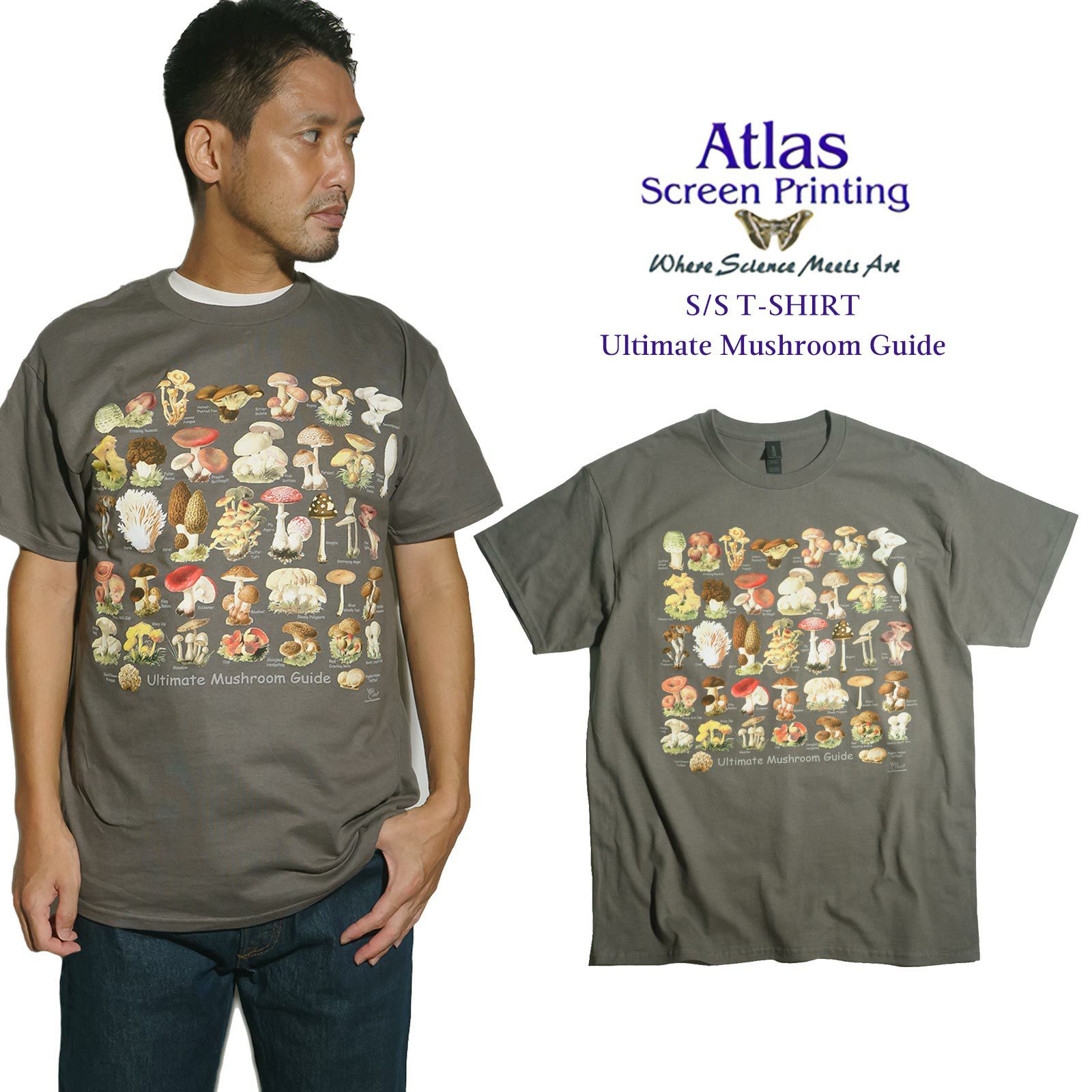 アトラススクリーンプリンティングATLASSCREENPRINTING半袖Tシャツアルティメットマッシュルームガイド