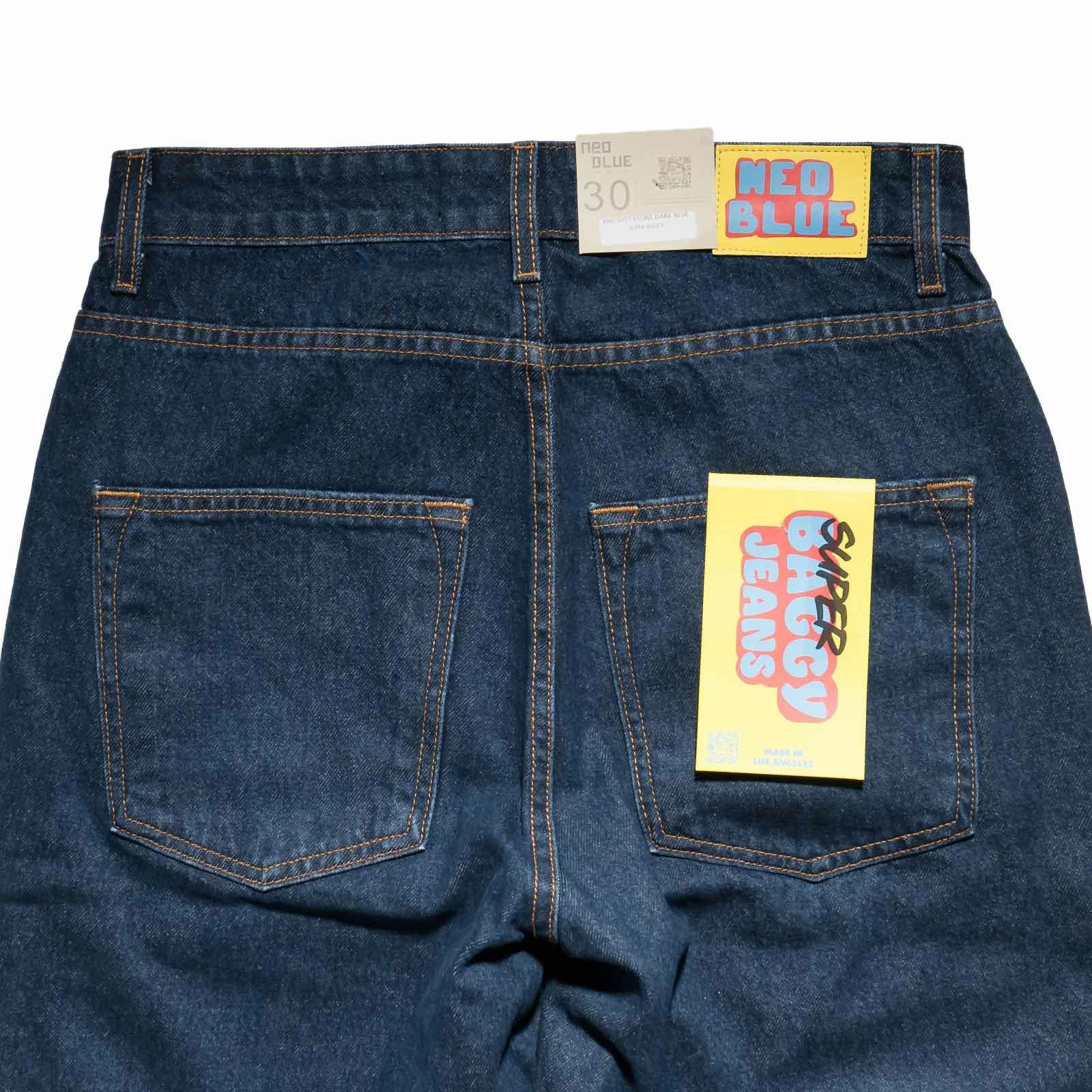 ネオブルーNEOBLUEストーンダークスーパーバギージーンズ