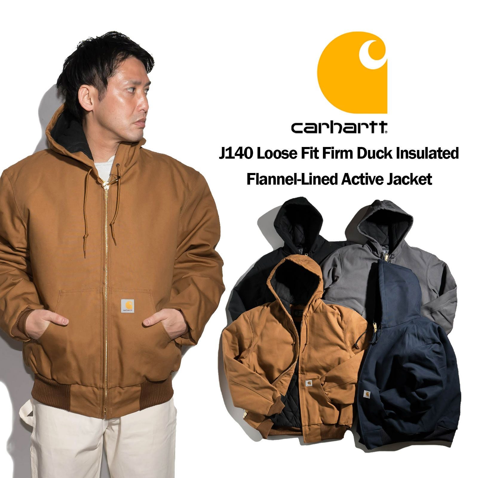 カーハートCarharttJ140ダックアクティブジャケットキルティングフランネル裏地